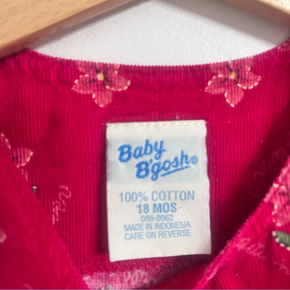 Vintage baby bgosh Oshkosh corduroy floral pink overalls size 18 months